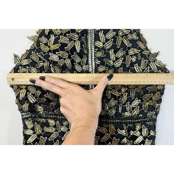 NWT Bardot Gold Leaf Halter Lace Sheath Night Out Holiday Cocktail Dress Women 6 - Picture 13 of 14